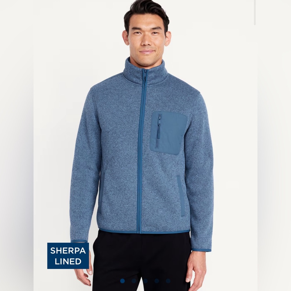 ⚜️ NWT OLD NAVY Sherpa-Lined Sweater Fleece Zip Jacket sz L